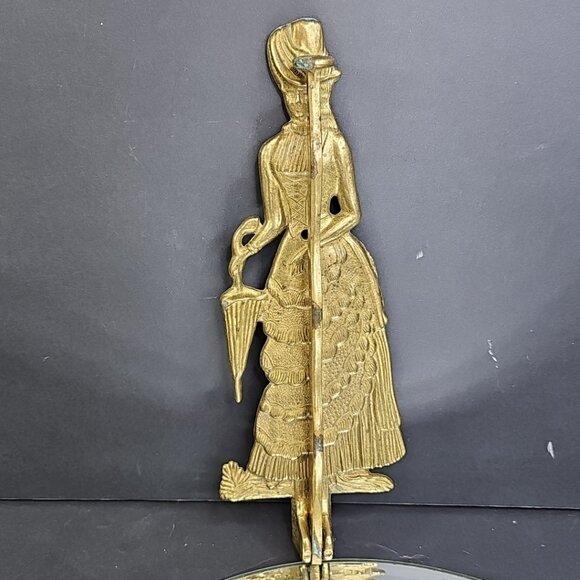 Vintage Solid Brass Woman Decorative Retractable Wall Clothes Hanger - Picture 4 of 11